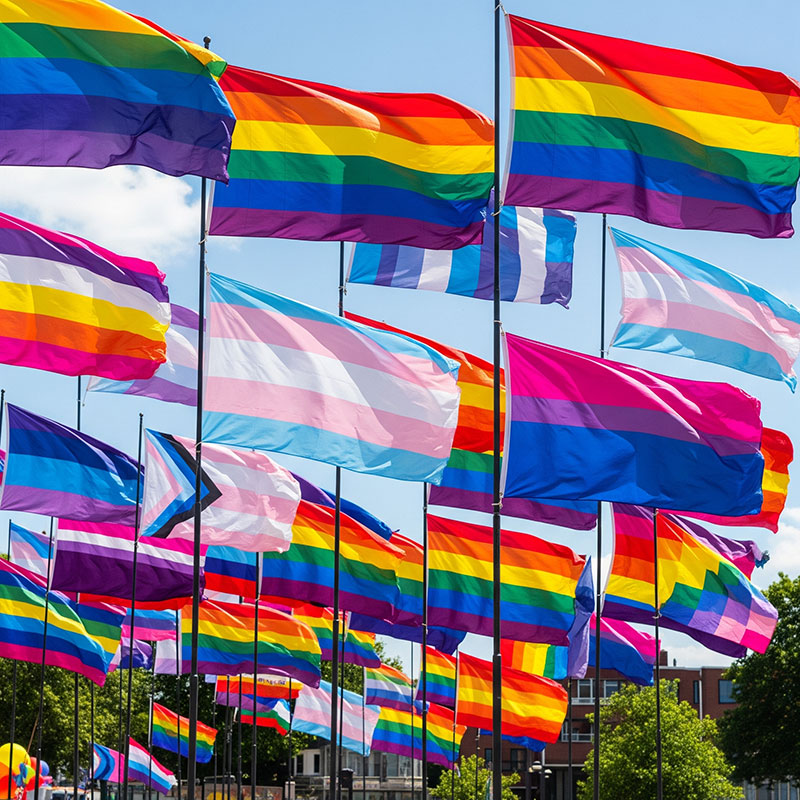 LGBTQ Flags Outside