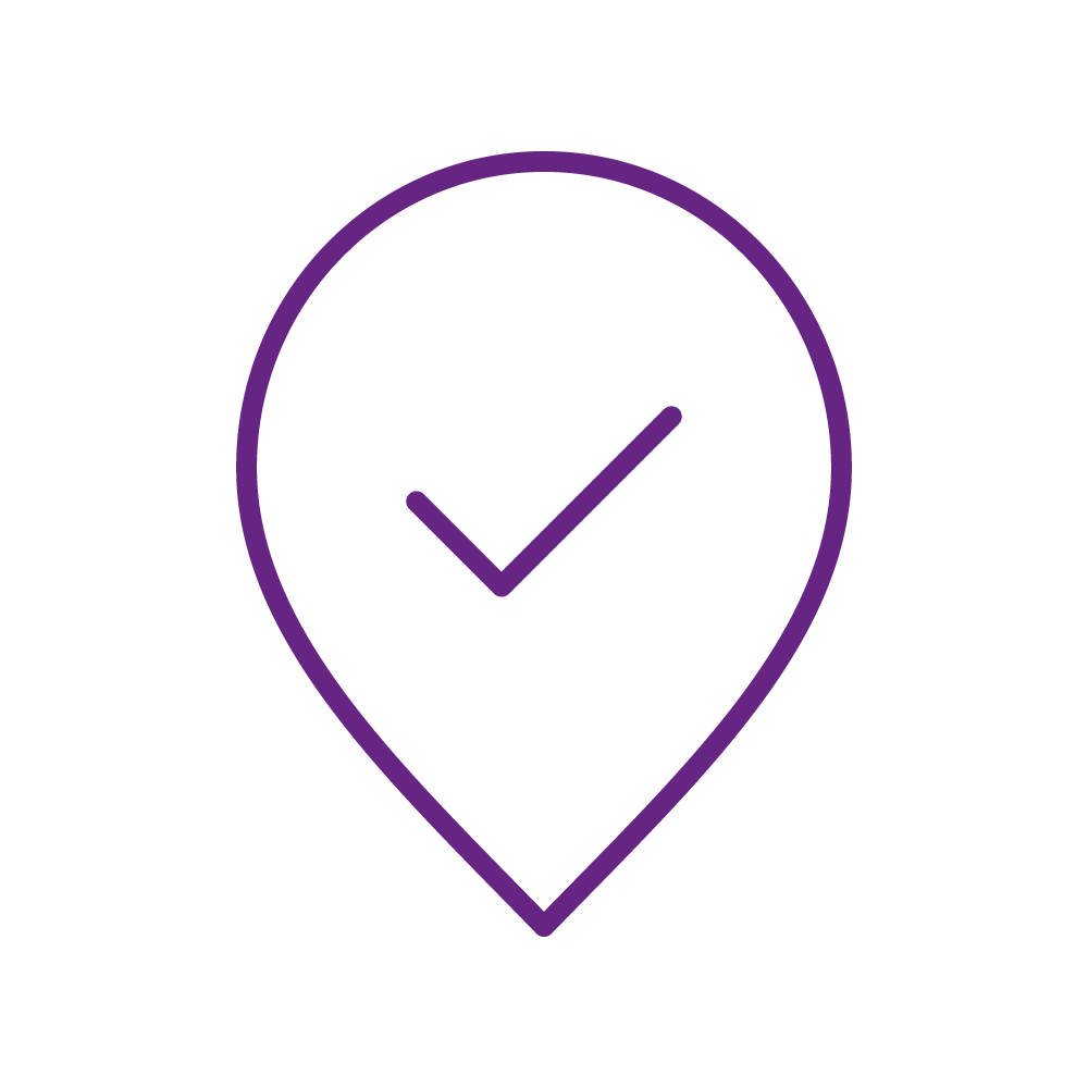 Location Pin with a check tick mark